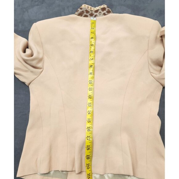 High Drama Womens Blazer Size 8 Beige Leopard Vintage 80s Embroidered Tiger Desi - Picture 16 of 16